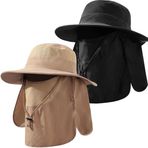Men's Sun Hat Fishing Hat Boonie Hat UPF 50+ Wide Brim Outdoor Work Hat with Breathable Mesh and Chin Strap for Outwork