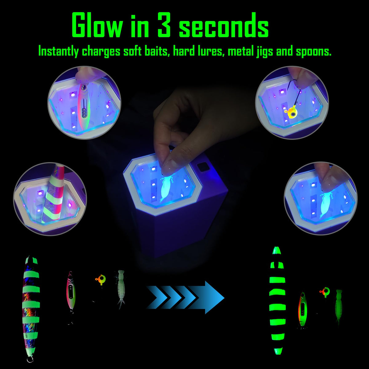 Fishing Lure Glow UV Light for Various Luminous Lures (Orange)