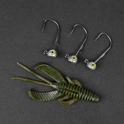 15 Pack Fish Eye Ned Rig Jig Heads with Welded Wire Bait Keeper (Natural / Assorted Weights - 15Pack)
