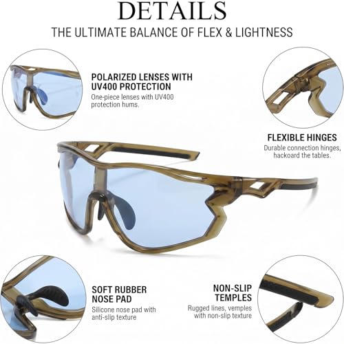 Polarized Sports Sunglasses for Men Women with UV400 Protection