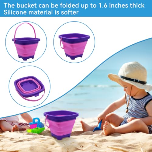 2PCS Fishing Net with Bucket (Blue + Purple)