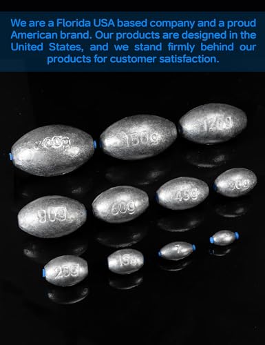 Egg Sinkers Fishing Weights Oval Shaped Fishing Sinkers Lead Fishing Sinker for Saltwater Fishing