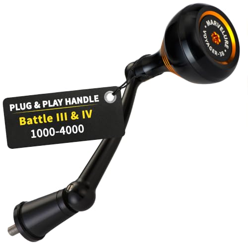 Foldable Power Handle for Penn Battle II III IV (Black Gold / For Battle 1000-4000 Thread (Voyager Version))