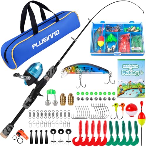 Kids Fishing Pole with Spincast Reel Telescopic Fishing Rod Combo Full Kits for Boys