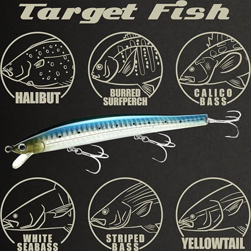 FlashMinnow 125 YAWARA Saltwater Fishing Lure (No Scales / 7702 Zebra Sardine / 125F)