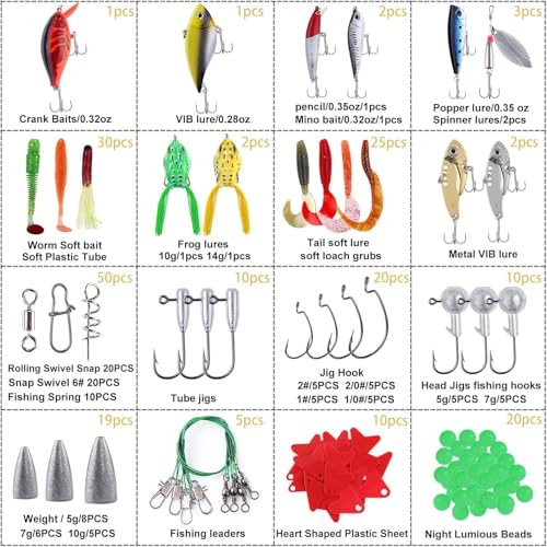 210pcs Fishing Lures Fishing Tackle Box Fishing Gifts for Men (210pcs tackle box)