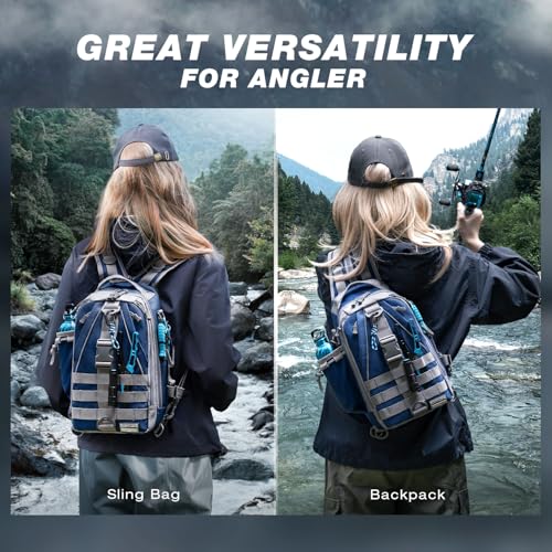 Fishing Backpack with Rod Holder (Blue)