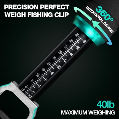 Fish Lip Gripper with Scale 40lb Aluminum Alloy Fishing Grabber (Green)