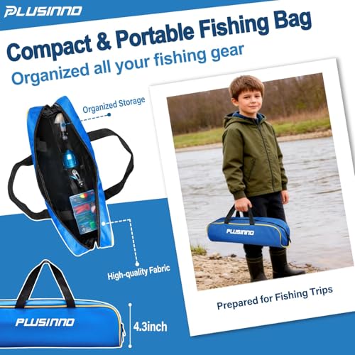 Kids Fishing Pole with Spincast Reel Telescopic Fishing Rod Combo Full Kits for Boys (Blue / 5FT / 1.5M)