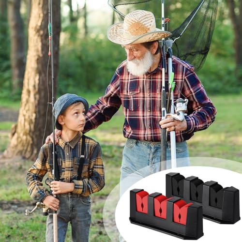 4 Pcs Rod Holders Fishing Boat Pole Holder (Black & Red / 7.8 Inch)