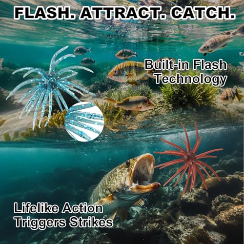Sea Urchin Baits for Bass Fishing (Ocean Blue/Grass Green/Reddish Brown)