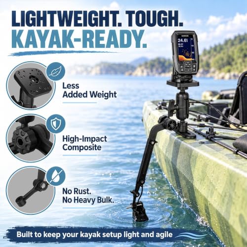 Kayak Fish Finder Mount with Adjustable Transducer Mounting Arm (Small)