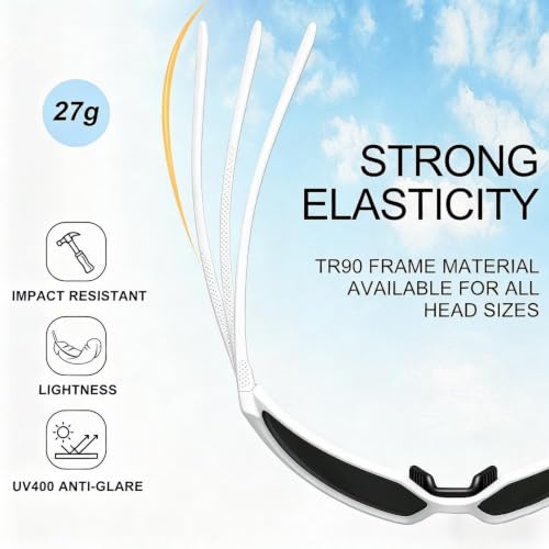 Sunglasses for Men Women (White &Gray Lens)