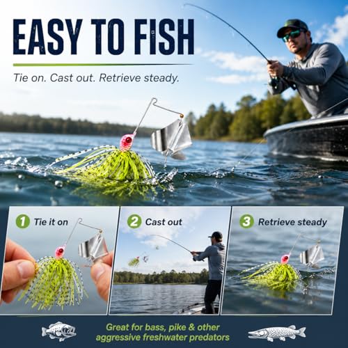Fishing Spinner Lures (multi color 5pk(black, yellow, green, red, white))