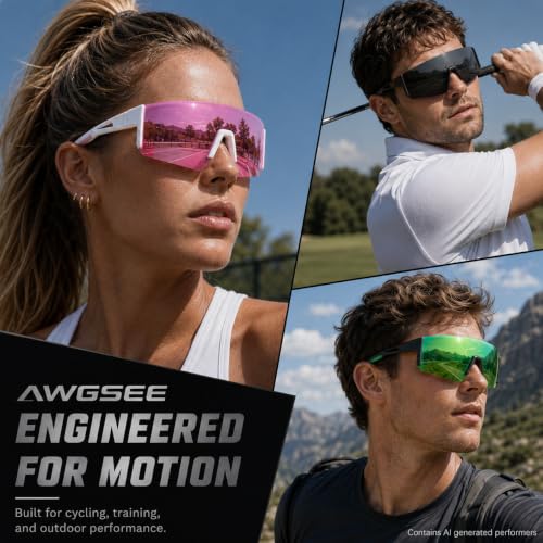 3 Pack Polarized Sports Sunglasses UV400 (A5-black+white Pink+green)
