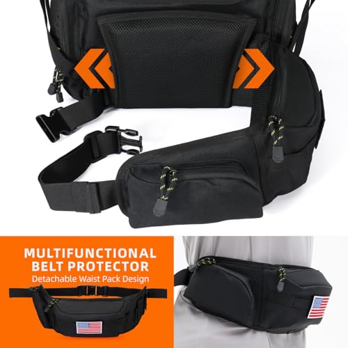 43L Fishing Tackle Backpack with 4 Tackle Boxes & Rod Holder