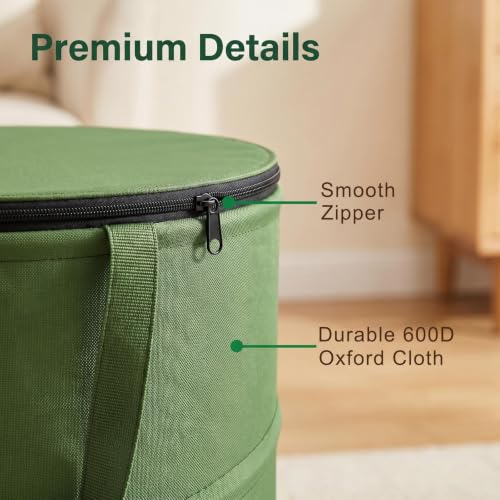 27 Gallon Collapsible Outdoor Trash Can Recycle Bin with Zipper Lid (27 Gallons-With Lid)