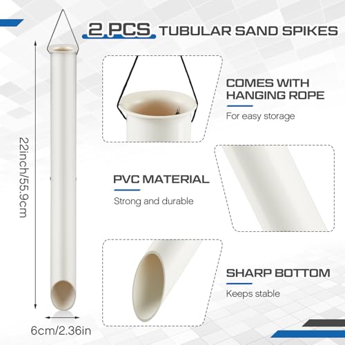 Tubular Sand Spikes for Surf Fishing PVC Surf Shore and Beach Fishing Rod Holder Sand Spike for Beaches