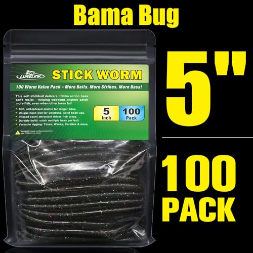 Wacky Worms Soft Plastic for Bass Fishing Lures (5-Bama Bug / 5")