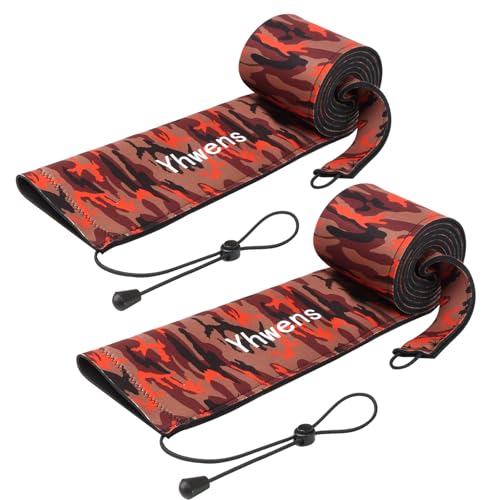 Neoprene Fishing Rod Sleeve Rod Socks for Fishing Poles Sleeve Rod Cover Rod Protector for Casting Spinning Trolling Fishing Rod Storage Durable (75" / Red Camo 2PCS)