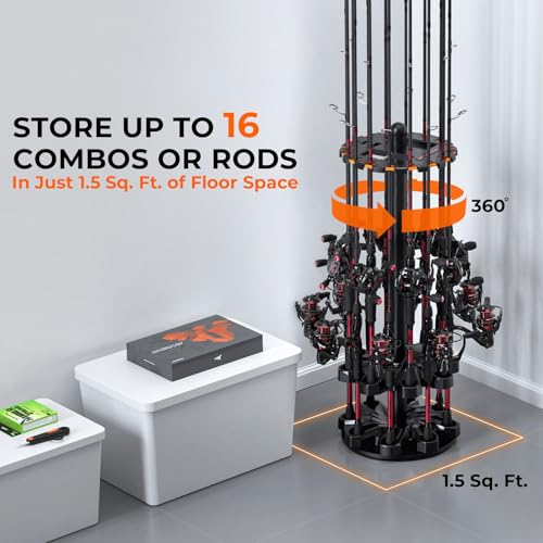 Rotating Fishing Rod Holder for Garage