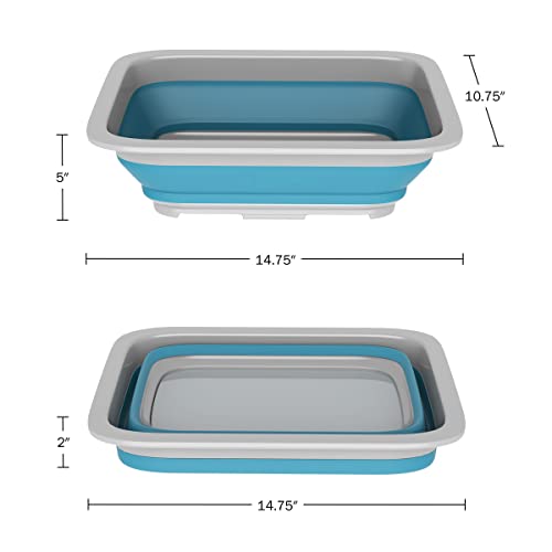 Collapsible Trash Can and Camp Sink Set (Blue and Green)