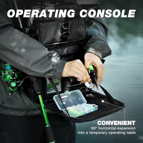 Fishing Backpack with Rod Holder (Black Camouflage Tpu)