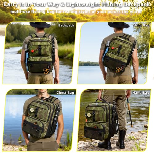 Fishing Backpack with Tackle Boxes and Rod Holder