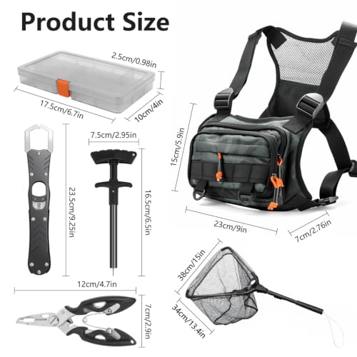 Fishing Chest Pack Vest Bag w (Green)
