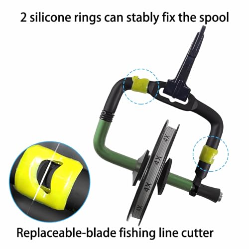 Aluminum Tippet Spool Holder Dual Cutter Fishing Line Dispenser (Matt black + Matt green color / Tippet Holder With 2 Cutters)