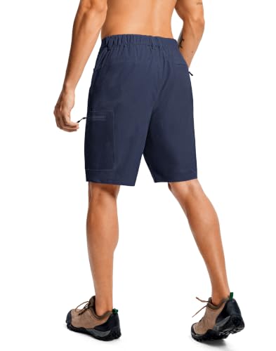 Men's Hiking Cargo Shorts 9" Lightweight Quick Dry 6 Pockets Navy (X-Large / Navy)