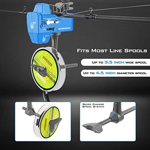 Kalibrate Fishing Line Spooler with 5" Braid Scissors (C: Line Spooler with Counter & Scissor - Blue)