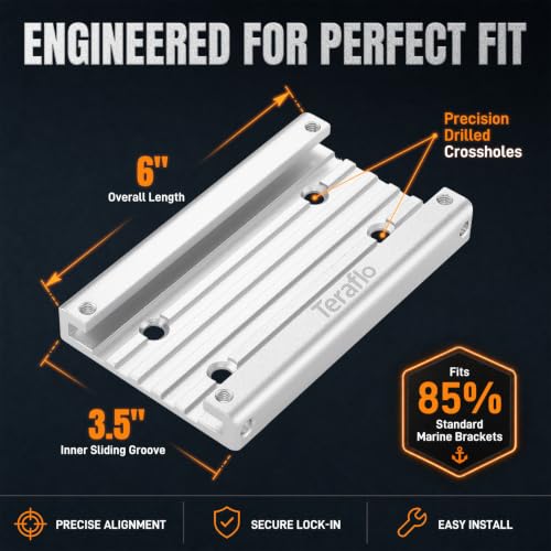 Boat Track System 6in Anodized Aircraft Grade Aluminum Track Mount