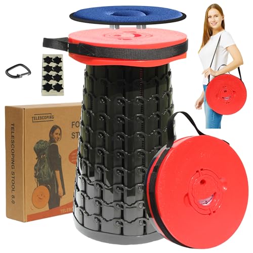2026 Upgraded XXL 19.7" Collapsible Stool with Cushion (Red-xxl / XX-Large)