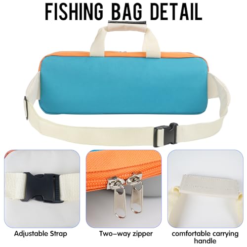 17 inch Fishing Tackle Carrier Bag with 2 Front Storage Pockets for Telescopic Rod