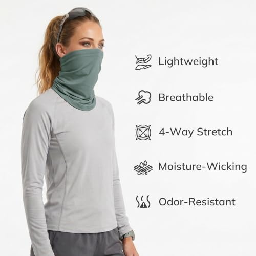 Unisex UPF 50+ Bamboo Viscose Neck Gaiter 2 Pack (Oil Grey/Sage)