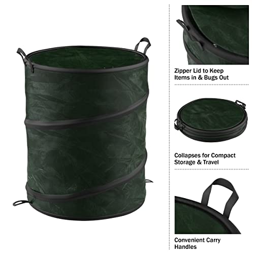 Collapsible Trash Can and Camp Sink Set (Gray and Green)