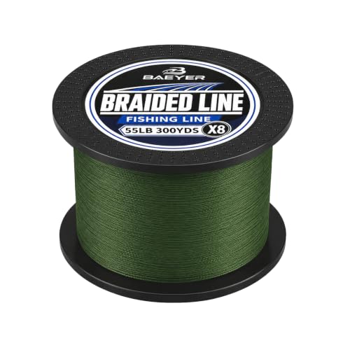 4 8 Strands Braided Fishing Line Zero Stretch (Olive Green / X8-55LB-300YDS)