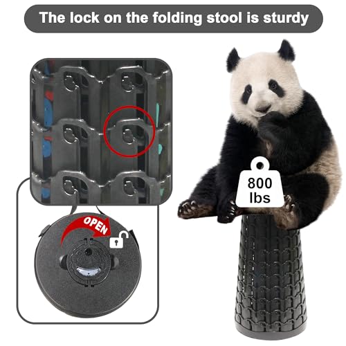 Upgraded Collapsible Stool with Cushion (Black / 10.24*10.24*18.1 IN)