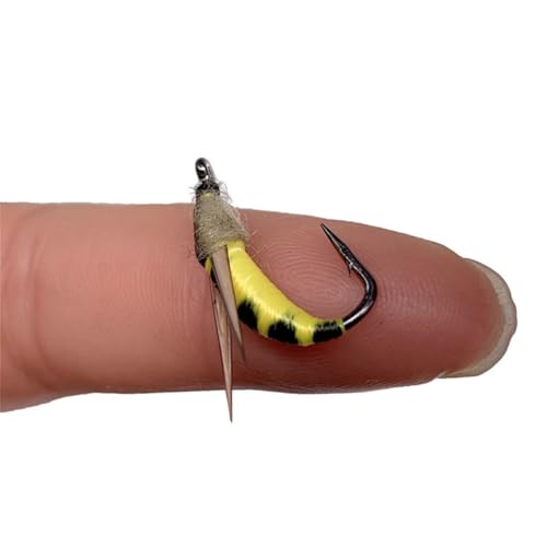 24Pcs Fly Fishing Flies Trout Lures Fishing Tackle Fly Fishing Flies with Boxed Trout Bass Artificial Fish Bait (24Pcs-Yellow Moth)