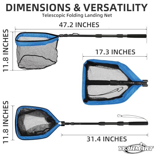 Floating Fishing Net Foldable Landing Net with Handle (47.2" Total Length (Telescopic Handle))