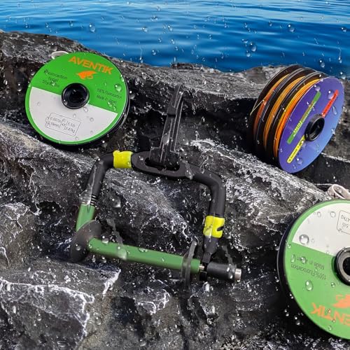 Aluminum Tippet Spool Holder Dual Cutter Fishing Line Dispenser (Matt black + Matt green color / Tippet Holder With 2 Cutters)