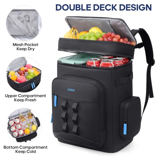 Backpack Cooler Insulated Leakproof 50Cans Lunch Ice Chest Bag Double Deck