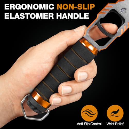 Fish Lip Gripper with Scale 40lb Aluminum Alloy Fishing Grabber (Orange)