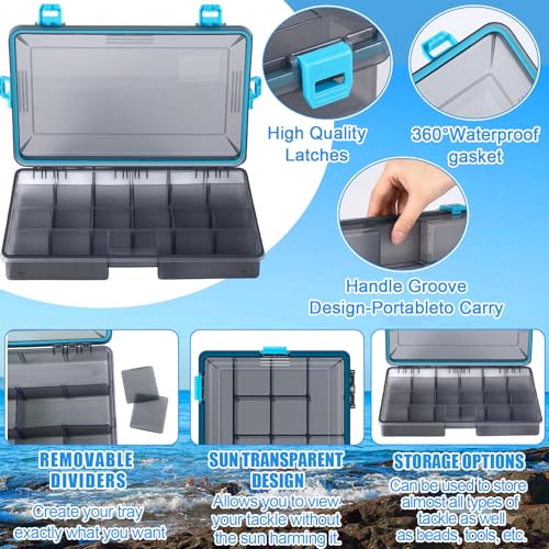 6 Pack Fishing Tackle Box Waterproof 3700 Tackle Tray (Blue / 3700)