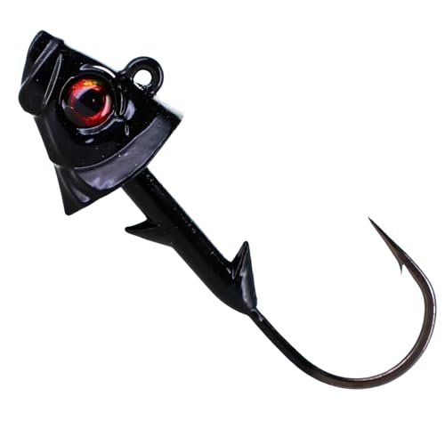 Tungsten Fish Head Jig Heads (Black / 1/4 Oz)