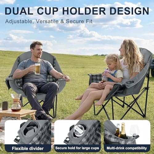 Oversized Camping Chairs 2 Pack (Plaid-2 Pack)