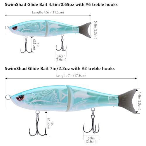 SwimShad Glide Baits Jointed Swimbait Bass Pike Salmon Trout Muskie Fishing Lure (Fish Camo / 4.5in/0.65oz)