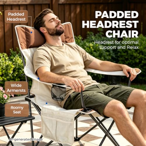 Camping Chairs 2Pack Beach Outdoor Chair for Adults Folding Lawn Chair with Cup Holder and Adjustable Backrest Carry Bag Included for Tailgating