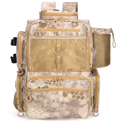 Fishing Tackle Backpack with Rod Holders (Camouflage Khaki)
